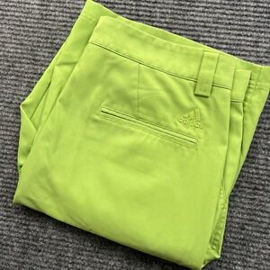 Adidas Golf Shorts ClimaLite Mens Size 32x10 Inseam Green Embroidered Logo Chino